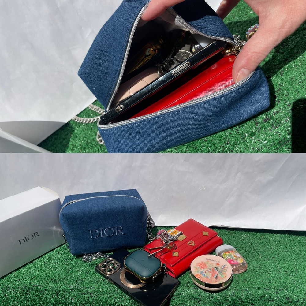 Dior Blue Crossbody Bag with Chain - Picture 3 of 15